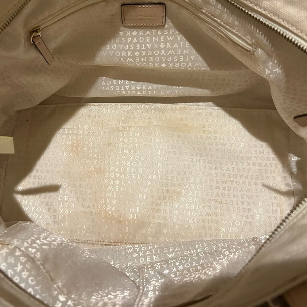 Kate Spade Remmi Ash Street Tote – Pink & White Canvas with Leather Straps - Picture 6 of 8